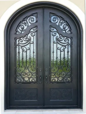 Porta in vetro di ferro battuto per la casa