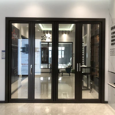 Telaio sottile anta in alluminio scorrevole ingresso interno esterno porta termica Porta Bi pieghevole in vetro infradimento porta in alluminio con balcone in vetro