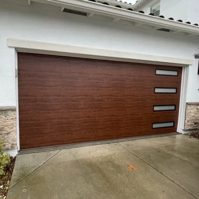 Foshan Factory Black Walnut Brown Fiberglass temperato vetro porta garage