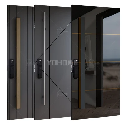  Cina Top Produttore Custom Modern Luxury Pivot Porte esterne sicurezza Porte esterno in alluminio ingresso esterno in legno massiccio perno di ingresso anteriore Porta