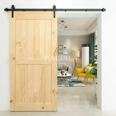  Cina Top Produttore su misura porta di legno di granaio ignifugo stile moderno Porte portarotoli in legno porta portarotoli scorrevole interna in legno massiccio Porta del fienile