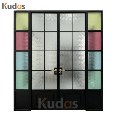 Porte in vetro di alluminio in stile francese realizzate su misura dalla fabbrica Kudas Foshan Sportello interno in vetro
