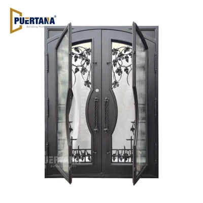 Grapevine Pre Hung doppio ingresso anteriore porta in ferro battuto con Vetro impermeabile