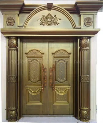 Royal Luxury House Front Copper Door Home esterno sicurezza metallo porta bronzo, Antique Ottone residenziale porta bronzo ingresso porta rame Porte finestre