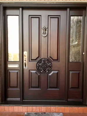 Porta in legno massello in teak ingresso anteriore porta girevole singola/doppia per Villa