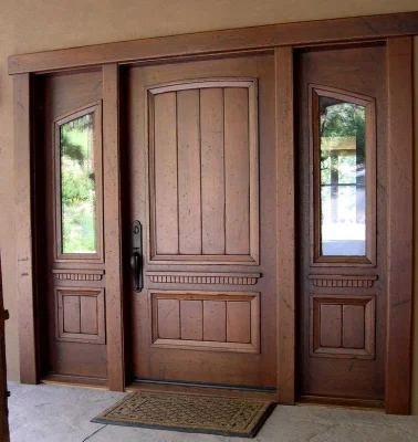 Porta in legno massello in teak ingresso anteriore porta girevole singola/doppia per Villa