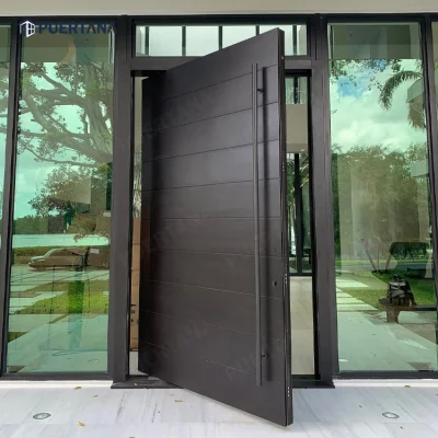 Home moderno nero ingresso anteriore pivot legno porta esterna