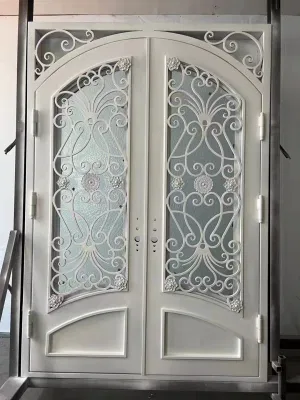  Design di lusso, interni arrotondati ad arco, facciata anteriore, vetro doppio lavorato Porte in ferro Prezzi per Villa Casa