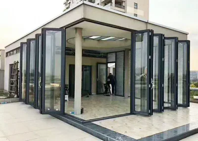 Vendita fabbrica di porte scorrevoli a soffietto in vetro di alluminio francese