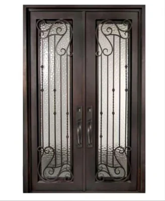  Porte di ingresso residenziali di lusso Black Security porta anteriore in ferro battuto Con i prezzi di spedizione