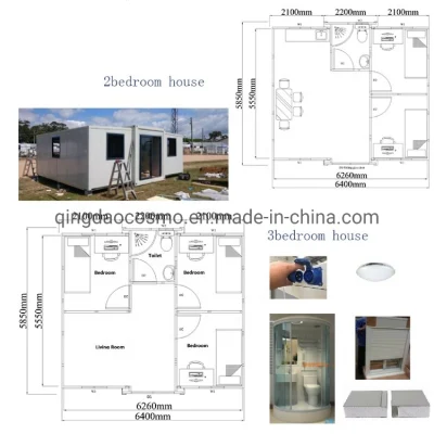Contenitore espandibile/alloggiamento modulare/alloggiamento piccolo/alloggiamento piccolo/alloggiamento piccolo/alloggiamento prefabbricato/alloggiamento contenitore DA 40 PIEDI 2 Camere da letto 30 metri quadrati 60 metri quadri ad alte prestazioni