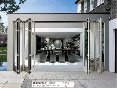 Telaio sottile anta in alluminio scorrevole ingresso interno esterno porta termica Porta Bi pieghevole in vetro infradimento porta in alluminio con balcone in vetro