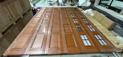 Foshan Factory Black Walnut Brown Fiberglass temperato vetro porta garage