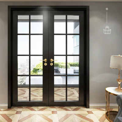  Usato commerciale French legno telaio doppio vetro Porte