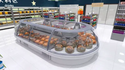Design del negozio One Stop Supermarket. Design interno dei negozi al dettaglio.