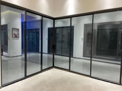 Vetro di sicurezza interno in alluminio pannello scorrevole della porta vetro di alluminio finestrino in alluminio Sistema a parete divisorio frontale in vetro vetro sportello ad angolo retto in alluminio
