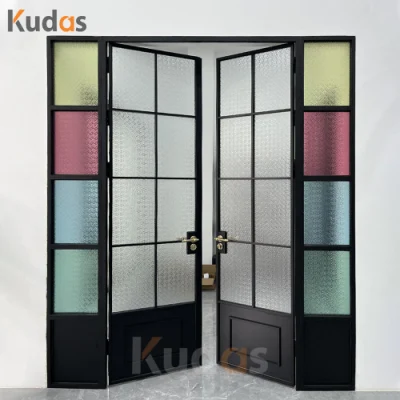 Porte in vetro di alluminio in stile francese realizzate su misura dalla fabbrica Kudas Foshan Sportello interno in vetro