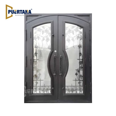 Grapevine Pre Hung doppio ingresso anteriore porta in ferro battuto con Vetro impermeabile