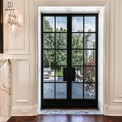 Commercio all&prime;ingrosso esterno/interno/Francese/patio/balcone/sicurezza/vetro/metallo, Grill per porte di design in ferro battuto, porta principale Design ferro porta porta singola/doppia in acciaio