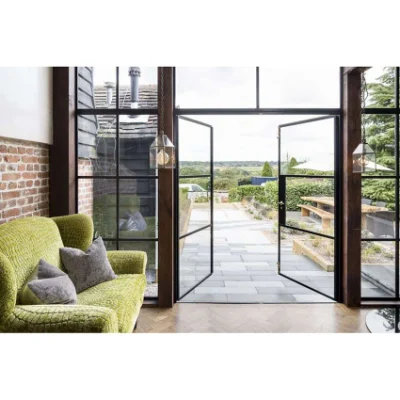 Nuovo Design stile popolare Prezzo basso Loft Doors Black Frame Sportello in vetro di dimensioni e design personalizzati