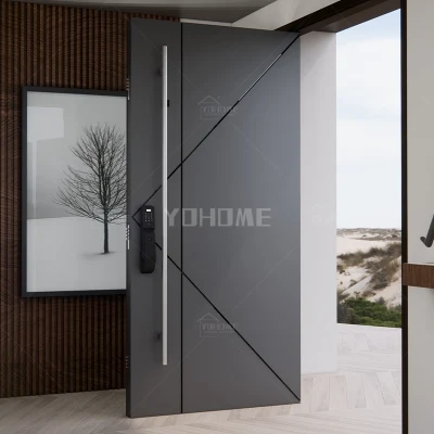 Cina Top Produttore personalizzato esterno alluminio perno porta House legno Porta esterna entrata moderna porta anteriore girevole