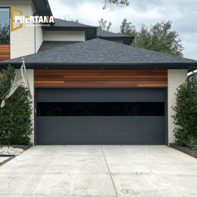  Sportello per garage in sterline in alluminio lucido con pannello a filo Infinity Ultra-elegante Design orizzontale moderno in vetro colorato
