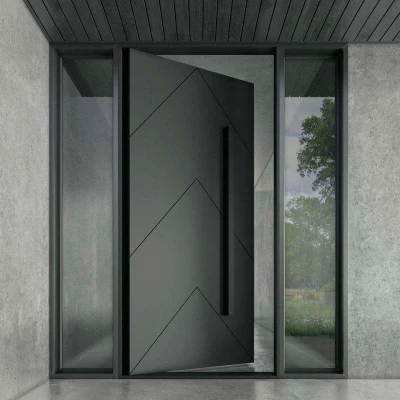  Cbmmart moderna e grande porta d&prime;ingresso principale, con porta girevole interna Porte anteriori in legno di alluminio con ingresso esterno singolo in vetro Low-E.