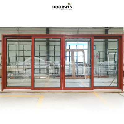 Sportello in alluminio per impieghi pesanti e scorrevole in legno per Missouri USA Client Design vetro temperato francese di alta qualità e prestazioni Porta scorrevole a telaio stretto
