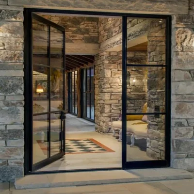 Nuovo Design stile popolare Prezzo basso Loft Doors Black Frame Sportello in vetro di dimensioni e design personalizzati