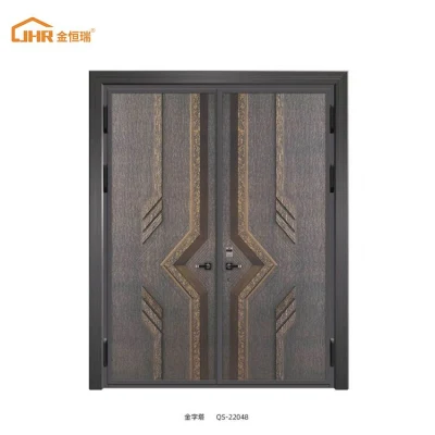  Prettywood alluminio Prehung impermeabile 2021 nuovo design frontale in legno Armored Porta girevole esterna con telaio in acciaio e ingresso moderno