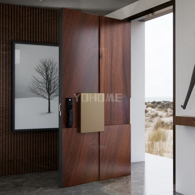 Cina Top Produttore personalizzato esterno alluminio perno porta House legno Porta esterna entrata moderna porta anteriore girevole