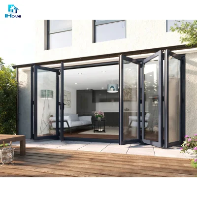  Porte bimbalze in alluminio stile casa anteriore americana in vetro di sicurezza Porta a ripiegamento esterno