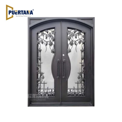 Grapevine Pre Hung doppio ingresso anteriore porta in ferro battuto con Vetro impermeabile