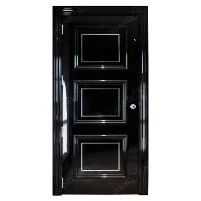  Camera singola doppia deluxe personalizzata Black Lacquer ingresso principale Porta in legno massiccio dal design moderno