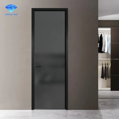 China Factory personalizzato stile moderno telaio sottile profilo in lega di alluminio Porta interna stretta con pannello in vetro