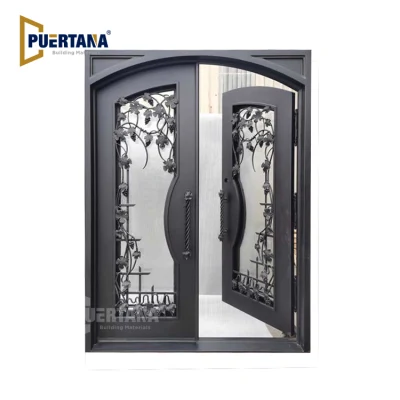 Grapevine Pre Hung doppio ingresso anteriore porta in ferro battuto con Vetro impermeabile
