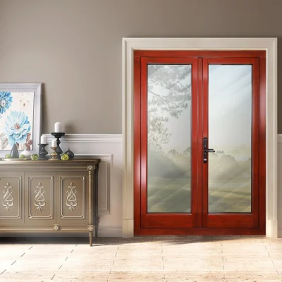 90hc Porte esterne apribili American Oak porta a battente esterna alluminio Anta a battente in vetro porta in legno massello porta a battente con alluminio Telaio