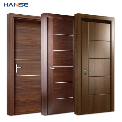  Moderna composito Solid Core Porte in legno Design interni stanza nera Porte in legno a filo con impiallacciatura di noce