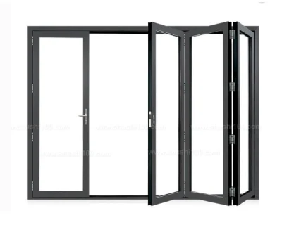 Porte bidolte alluminio vetro temperato scorrevole porta pieghevole, superficie finita Casa prodotto usato porta pieghevole in alluminio