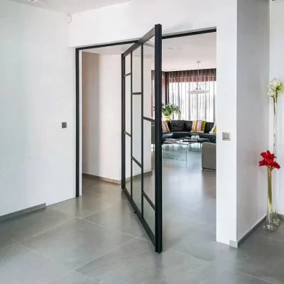 Sistema a parete girevole esterno Porte mobili in vetro e metallo personalizzate Sportello con cerniera grande anteriore