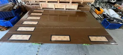 Foshan Factory Black Walnut Brown Fiberglass temperato vetro porta garage