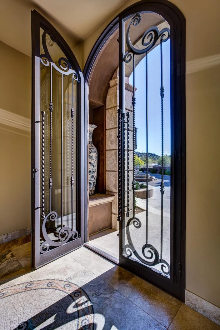 Pre-Hung Heavy Duty Luxury Grilled Pattern Villa External Door Wrought Iron Door