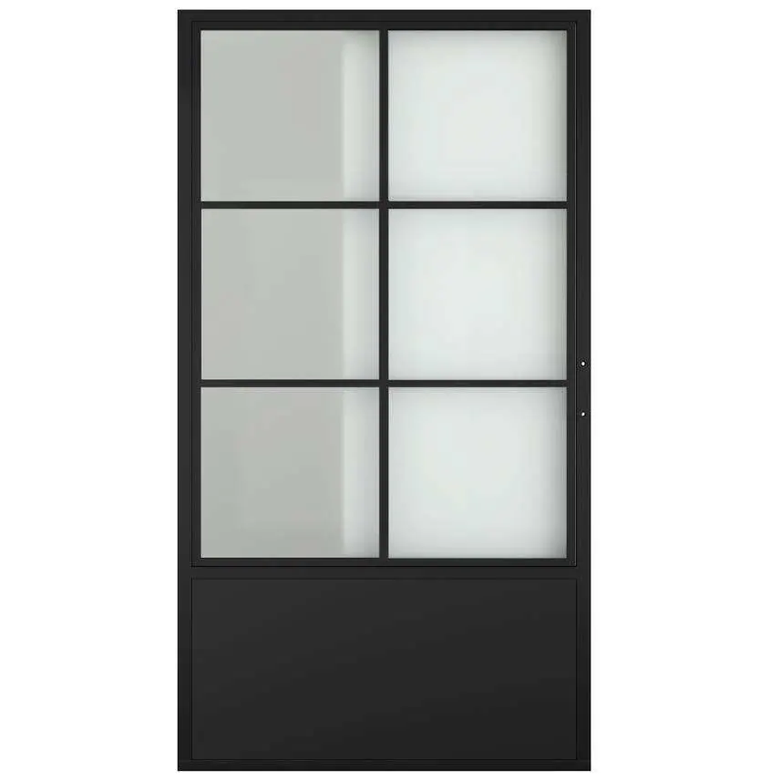 Metal Frame Swing Paneled Glass Door with Baseboard for Interior Use