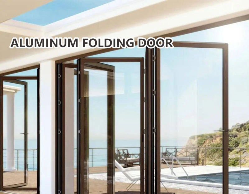 Modern High Aluminum Double Glass Accordion Large Big Bifold Long Bi Fold Sliding Exterior Main Entrance Patio Folding Door