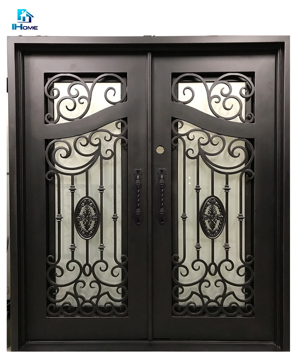 Wrought Iron Glass Door for House