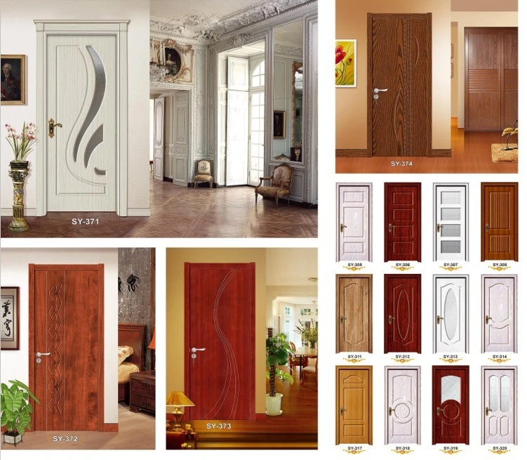 2022 Cheap Wooden Doors Supplier Interior PVC Door with Frame Made of Hardwood Fir Wood MDF for Africa Market