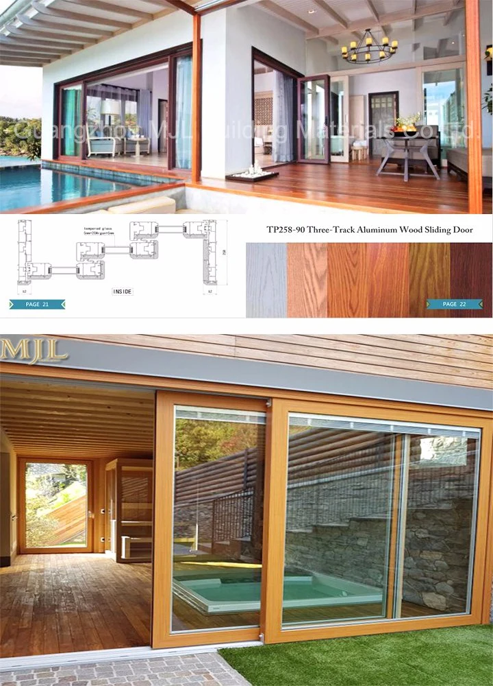 Modern Wood Glass Design Front Aluminium Sliding Doors