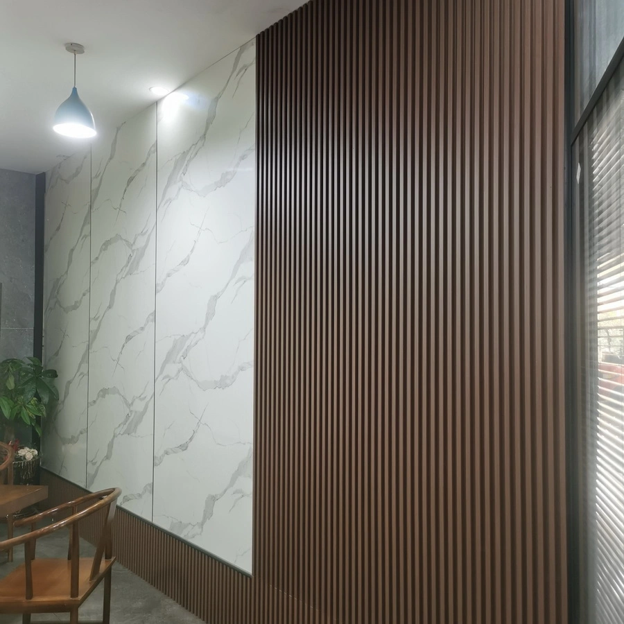 Modern Style PVC Marble Sheet Interior Bamboo Charcoal Wood Veneer Board Plastic Slat Paneling WPC UV Cladding Fluted 3D Wall Panel for Home Decoration