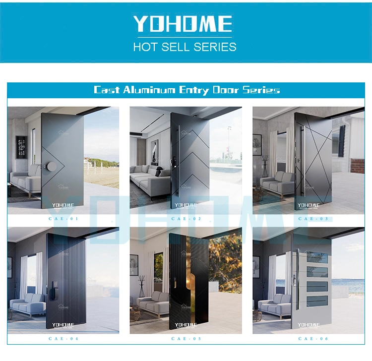 Guangdong Yohome Top Quality Villa Main Door Design Large Entrance Door Black Luxury Front Doors for Houses Modern