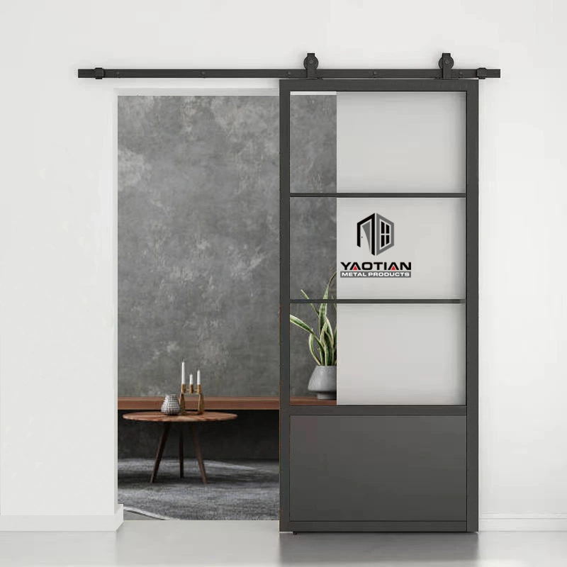 Modern Reinforced Residential Black Painted External Glass Door